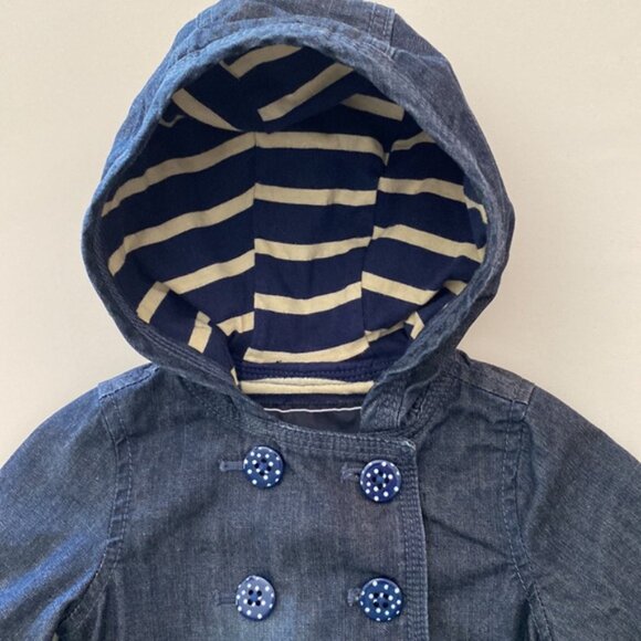 Tommy Hilfiger Baby Girls Hooded Denim Pea Coat Polka-Dot Buttons 6-9 Months - Picture 7 of 11